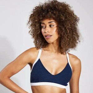 Beyond Yoga Size Space dye Outlines Sports Bra Navy/White - size Large